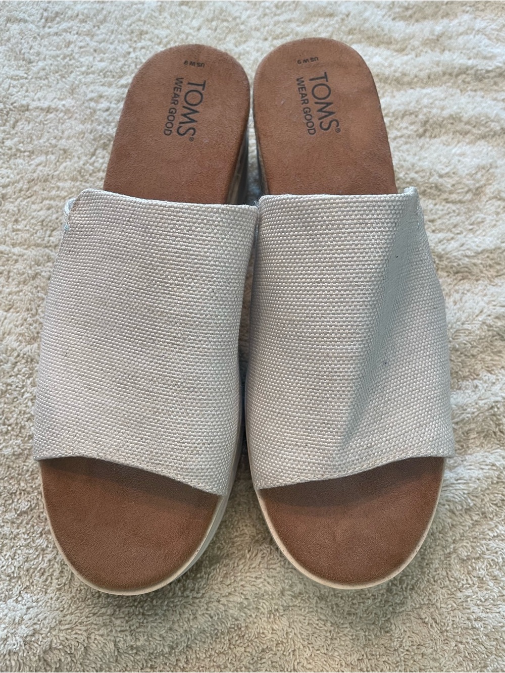 Toms Women's Slide Sandals in White and Brown